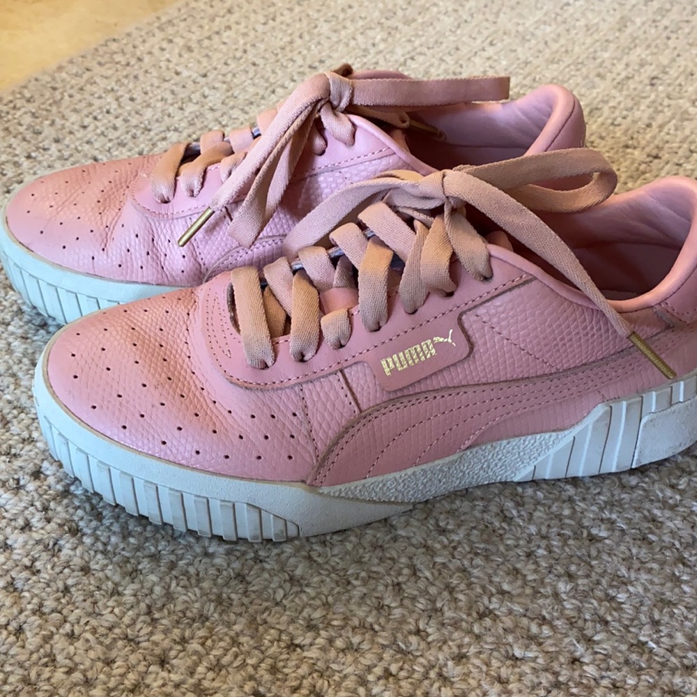 Puma Cali pink and gold sneakers